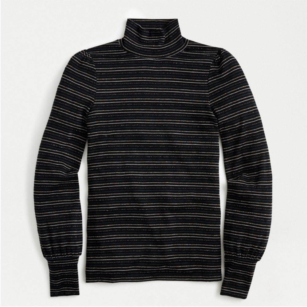 J. Crew Supercozy Turtleneck Pullover in Metallic Stripe, XL